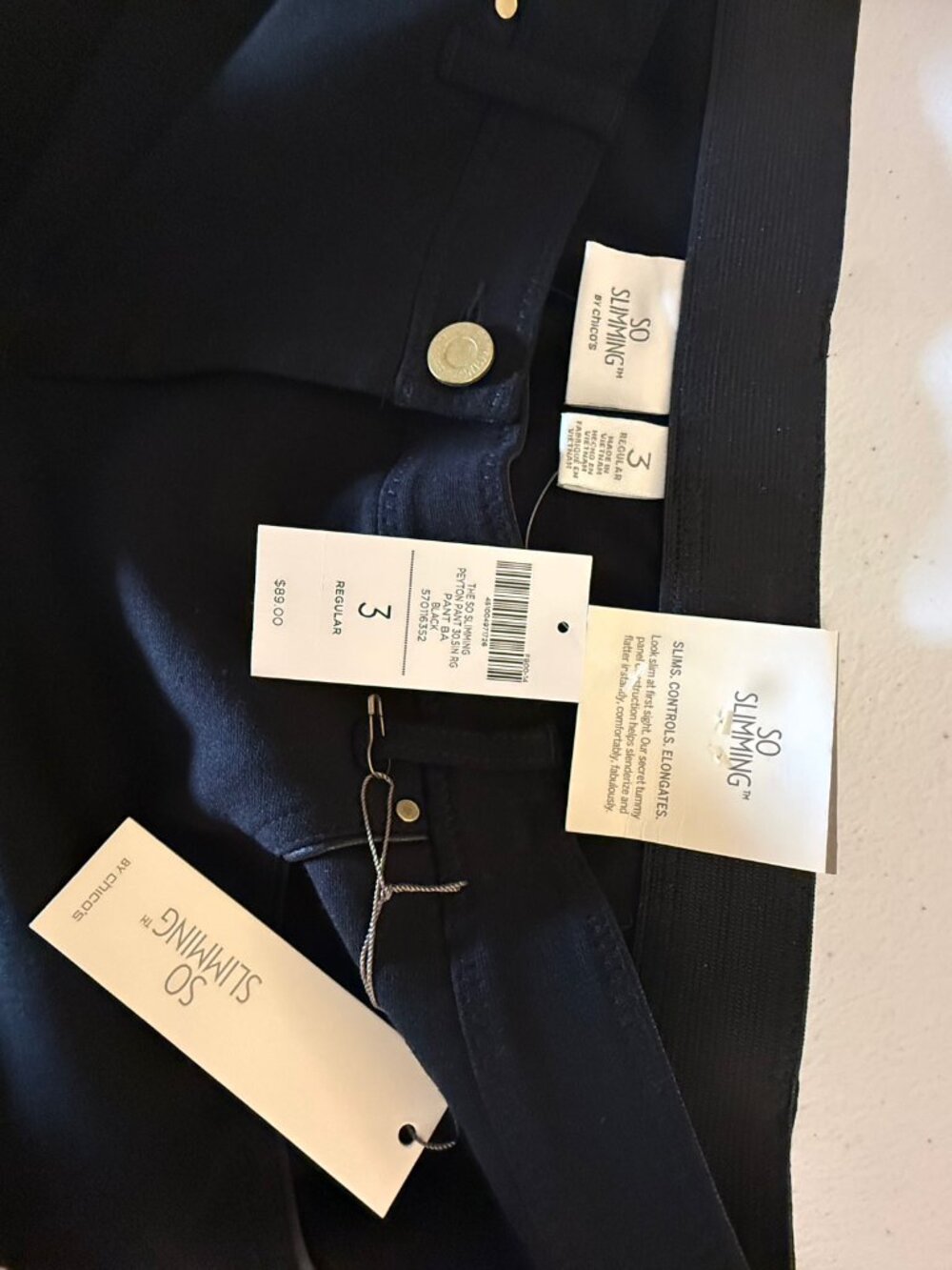NEW! So Slimming by Chico's, Black Pants, Chico's size 3